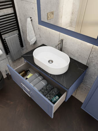 Тумба со столешницей La Fenice CUBO NFNC-01-CUB-BG-80-3-GB 80х50 подвесная цвет синий