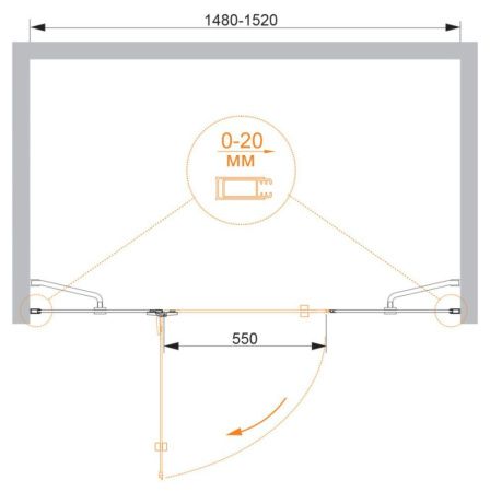 Душевая дверь Cezares BERGAMO BERGAMO-W-B-13-30+60/60-C-Cr-L 150х195 стекло прозрачное профиль хром