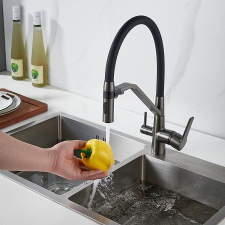 Смеситель для кухни Shevanik S278T на мойку оружейная сталь