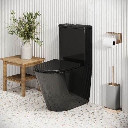 Унитаз напольный с бачком Grossman Color GR-4480BS черный с сиденьем микролифт безободковый каскадный смыв