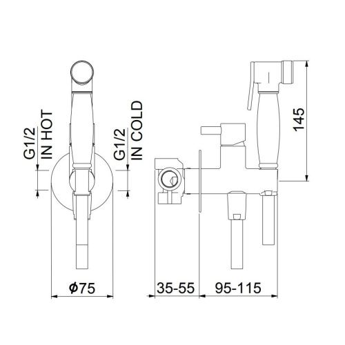 Гигиенический душ со смесителем Webert EL870302794 золото матовое - фото 3