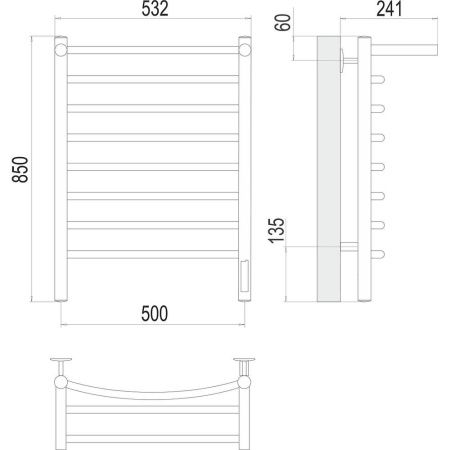 Полотенцесушитель электрический Terminus 4670078531414 55х85 хром