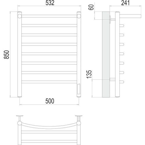 Полотенцесушитель Terminus 4670078531414 53х85 электрический хром - фото 3