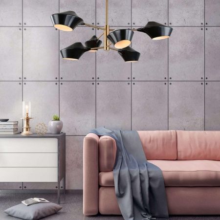 Люстра на штанге Lumina Deco ROMINA (РОМИНА) LDP 6037-6 BK+GD