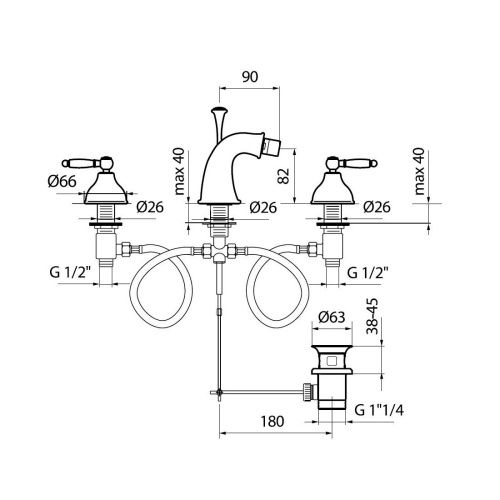 Смеситель Webert Dorian DO710202010 на биде золото - фото 3