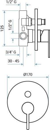 Смеситель Emmevi Filobrass 85019/CR встраиваемый в стену хром