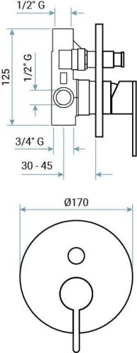 Смеситель Emmevi Filobrass 85019/CR встраиваемый в стену хром - фото 2