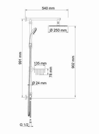 Душевая стойка Wasserkraft Wern 4200 A038 настенная цвет хром