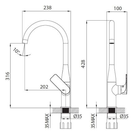 Смеситель для кухни Creavit FY8500 на мойку хром