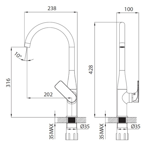 Смеситель Creavit FY8500 на мойку хром - фото 2