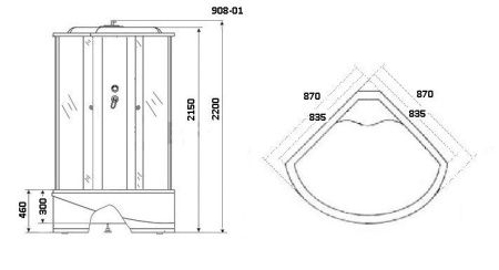 Душевая кабина Niagara Ultra 9080134 90х90 четверть круга с крышей ориентация универсальная