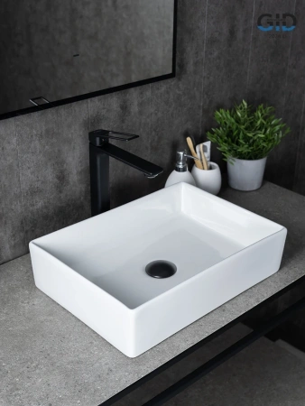 Раковина керамическая Gid Geométrico 51225 50х30 накладная цвет белый без отверстий под смеситель