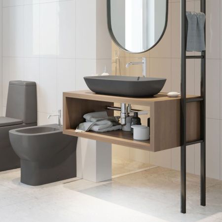 Раковина мебельная из сантехнического фарфора Sanita Luxe Infinity 60 (серая) INFSLWB25 60х40 накладная цвет серый