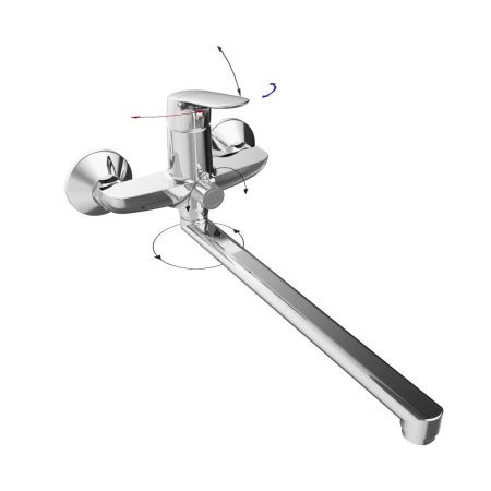 Смеситель для ванны Tokito TAKASE TOK-TAK-1015 настенный хром