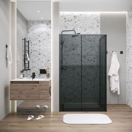 Душевой уголок Grossman Galaxy 120.K33.01.1470.21.10 140х70 стекло тонированное профиль черный без поддона