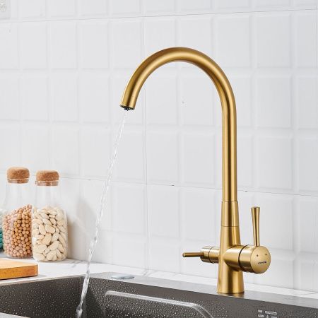 Смеситель для кухни Shevanik S428G на мойку золото