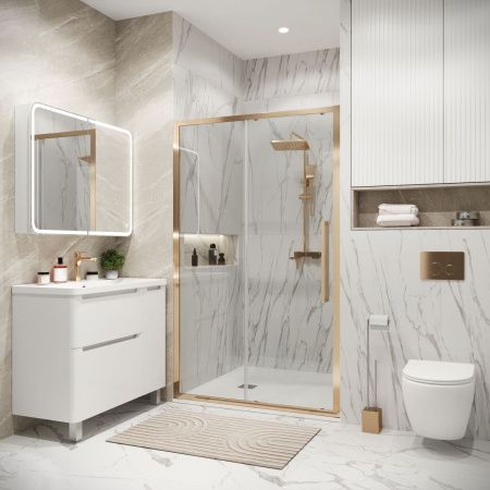 Душевая дверь Grossman Cosmo 100.K33.02.110.32.00 110х195 стекло прозрачное профиль золото