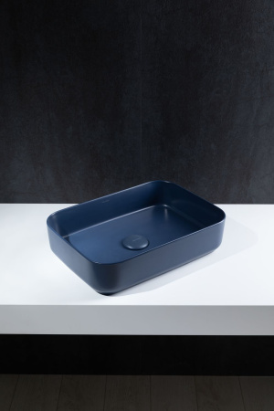Раковина керамическая Allen Brau Fantasy 4.11021.ID 50х36 накладная цвет синий без отверстий под смеситель