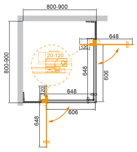 Душевой уголок Cezares SLIDER SLIDER-A-2-80/90-C-NERO 80х80 стекло прозрачное 8 мм - фото 2