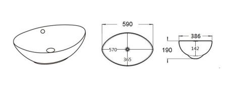 Раковина из сантехнического фаянса Velvex 7027A 60х40 накладная цвет белый без отверстий под смеситель