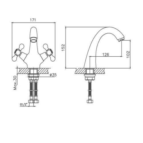 Смеситель Cron CN1019-5 на раковину сатин - фото 3