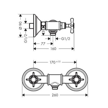 Смеситель для душа Axor Ingranaggio 16560000 настенный хром