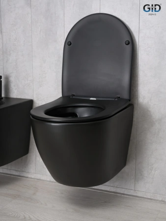 Унитаз подвесной Gid Convexo 62226Y черный с сиденьем микролифт безободковый смыв торнадо