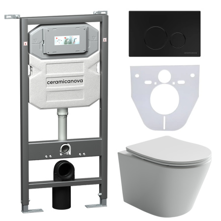 Инсталляция с кнопкой + унитаз + шумоизоляция Ceramica Nova CN6000_1001B_1000