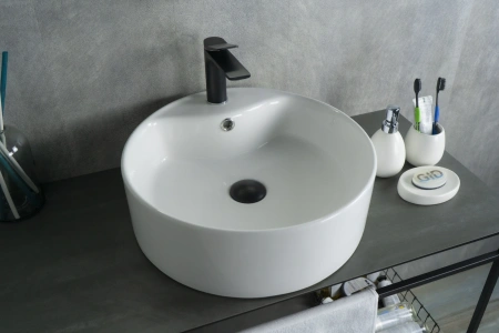 Раковина керамическая Gid Esfera 51104 50х50 накладная цвет белый 1 отверстие под смеситель