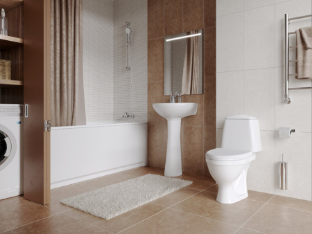 Унитаз-компакт напольный с бачком Santeri Соната 1P2062S0000BF белый с сиденьем микролифт каскадный смыв