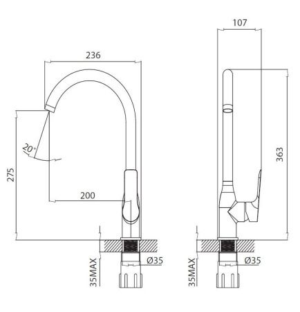 Смеситель для кухни Creavit PR8501 на мойку хром
