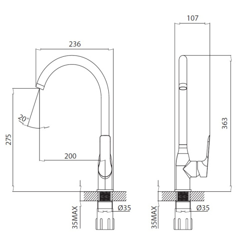 Смеситель Creavit PR8501 на мойку хром - фото 2