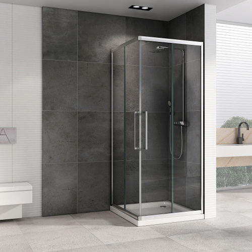 Душевой уголок Abber Schwarzer Diamant AG02100H 100х100 стекло прозрачное профиль хром глянцевый без поддона - фото 2