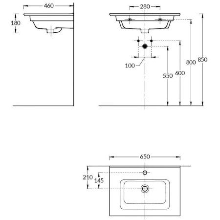 Раковина керамическая Kerama Marazzi PIANO PI.wb.65 70х50 подвесная цвет белый 1 отверстие под смеситель