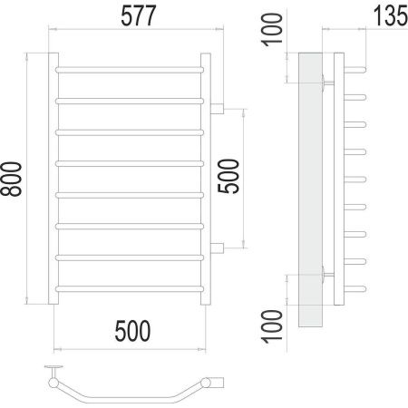 Полотенцесушитель водяной Terminus 4670078530110 60х80 хром