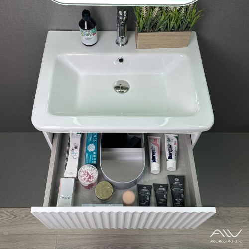 Тумба с раковиной Alavann Wave ALV1110000 60х46х62 подвесная цвет белый - фото 3