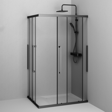 Душевой уголок Am.Pm Func W84G-403-12090-BТ 118х88 стекло прозрачное профиль черный матовый без поддона