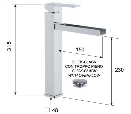 Смеситель Remer Qubika Cascata QC10L на раковину хром - фото 2