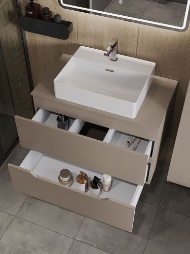 Тумба с раковиной Orange Line Li-80TuLMDF+B04-500W 80х50 цвет бежевый - фото 4