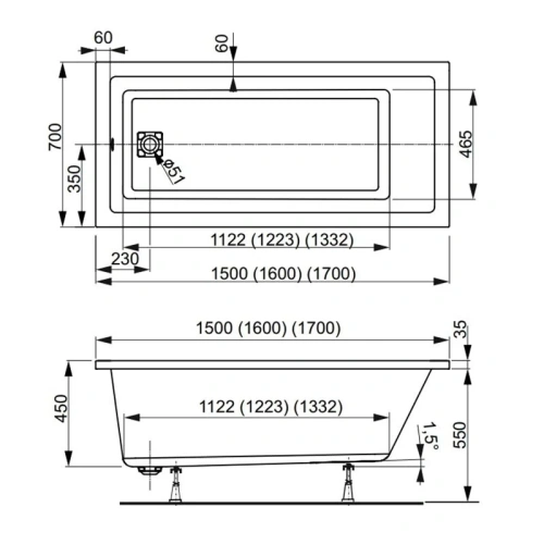 Ванна акриловая Vagnerplast Cavallo VPBA157CAV2X-04 150x70 пристенная прямоугольная - фото 2