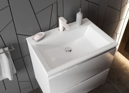 Раковина из искусственного камня Эстет Рава ФР-00014960 70х50 накладная цвет белый 1 отверстие под смеситель