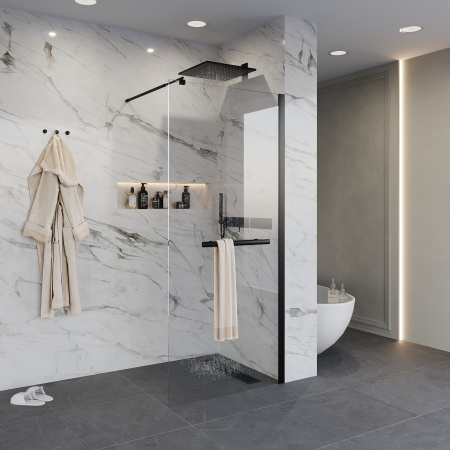 Душевая перегородка Niagara Nova NG-681-90BLACK 90х195 стекло прозрачное профиль черный