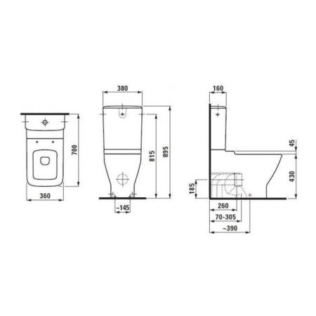 Чаша унитаза напольная Laufen Palace 8.2470.6.000.000.1 цвет белый без сиденья и без бачка душевой смыв