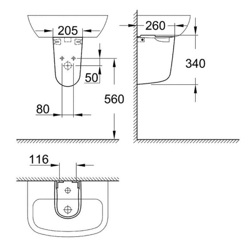 Раковина из сантехнического фарфора Grohe Bau Ceramic 39440000 60х40 подвесная цвет белый 1 отверстие под смеситель - фото 2