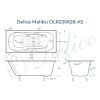 Ванна чугунная Delice Malibu DLR230628-AS 140х75 пристенная прямоугольная без ножек с антискользящим покрытием