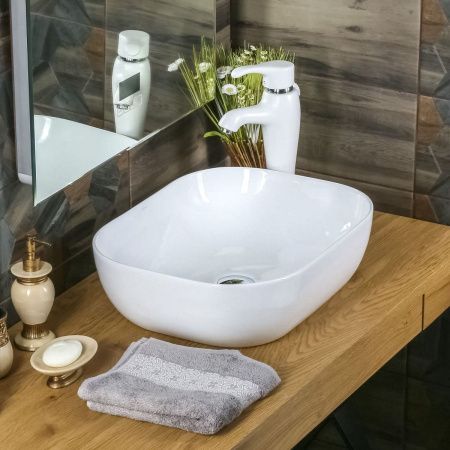 Раковина мебельная из сантехнического фаянса Melana A419-803 50х40 накладная цвет белый