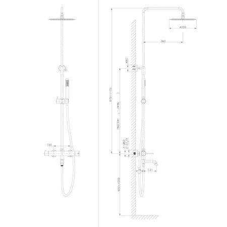 Душевая стойка Raiber RPB-006 настенная цвет черный