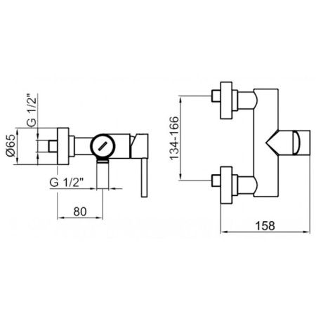 Смеситель для ванны и душа Webert Elio EL870102015 настенный хром