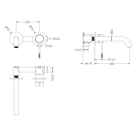 Смеситель Timo Saona 2372/03SM встраиваемый в стену черный матовый