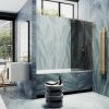Душевая шторка на ванну Maybah Glass MGV-78-3ш 40х140 стекло тонированное профиль золото ориентация универсальная